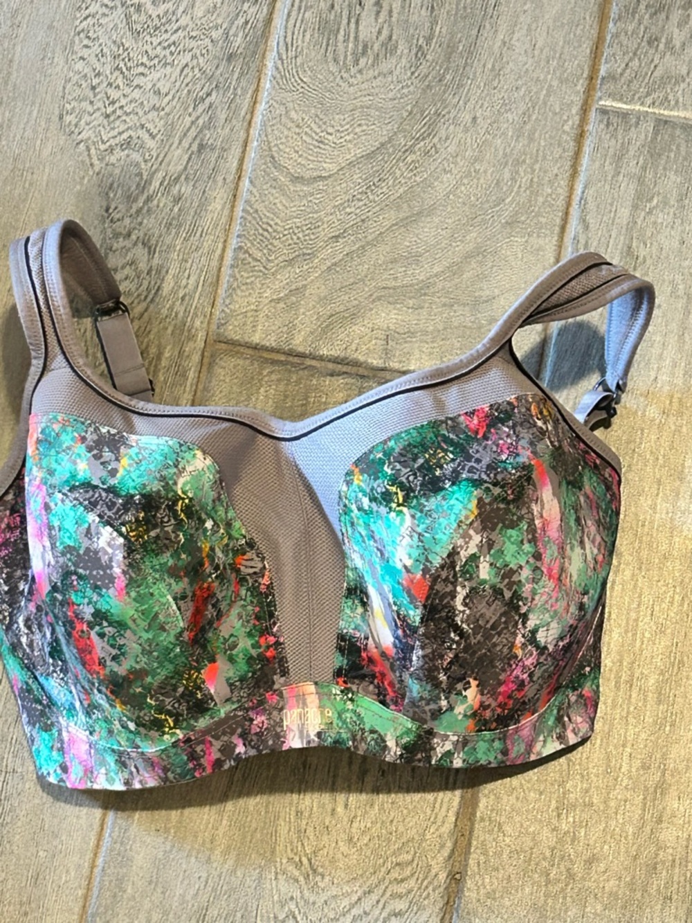 Panache Gray Sports Bra with Subtle Branding - Size 34 G
